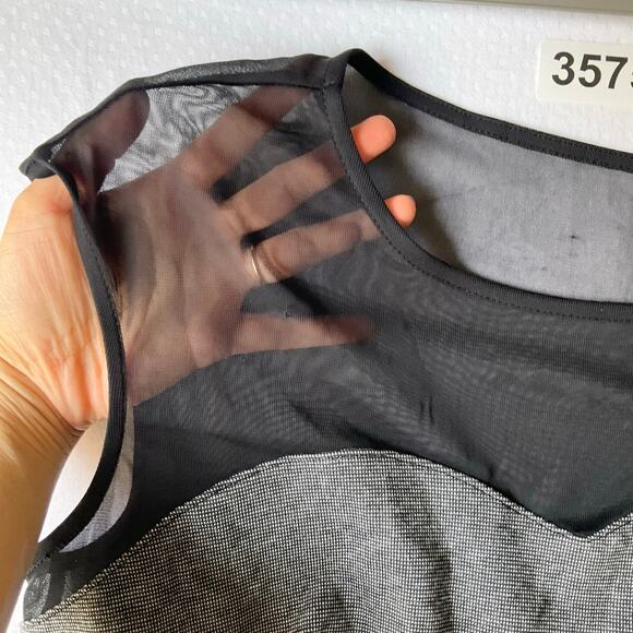 En Focus Petite Women Dress size 12P Sleeveless Sheer Top Peplum KneeLength Gray - Picture 9 of 10